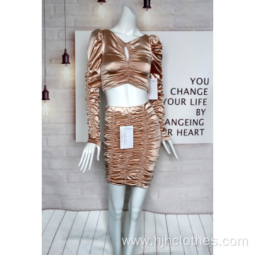 Women's Satin Gold Suit